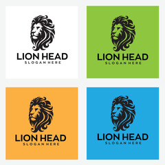 Lion head logo design with editable vector file