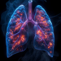 Illuminating respiration: an artistic exploration of human lung anatomy cross and long transaction macro endoscope smoke