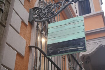 Street signboard mockup on modern city building 