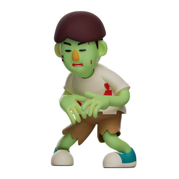 3D illustration. Zombie 3D characters have scary moves. with a strange expression. wearing cute costumes. 3D Cartoon Character