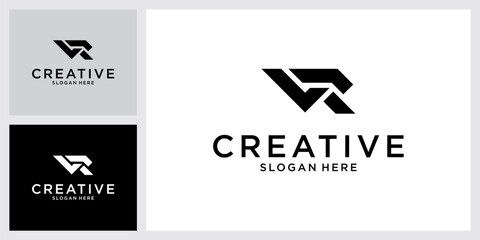VR or RV initial letter logo design vector