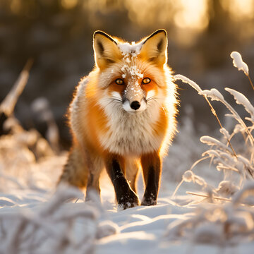 Winter's Majesty: A Captivating Image of a Red Fox in a Snowy Environment