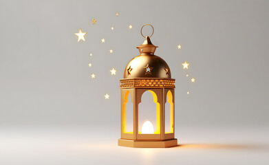 Golden Glow: An Illuminated Lantern with Twinkling Stars