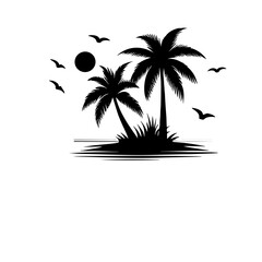 Fototapeta na wymiar Palm Tree, Summer Palm, Summer Scene, Palm Island, Palm Sunset, Beach Palm, Palm Beach, Tropical Beach, Palm Tree Svg, Palm Tree Cut File, Palm Tree Silhouette, Palm Tree Clipart Printable