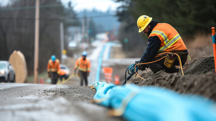 Laying cable in a newly developed rural neighbourhood 