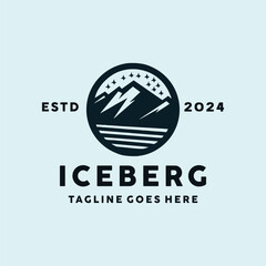Iceberg Logo Geometric Vector, Mountain Icon Symbol, Antarctica Creative Vintage graphic Design
