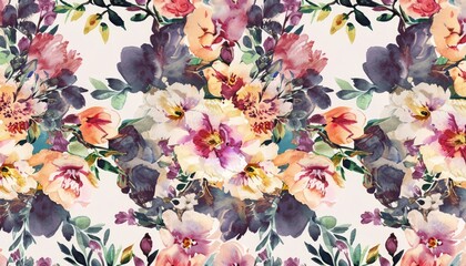 Seamless watercolor floral print - obrazy, fototapety, plakaty