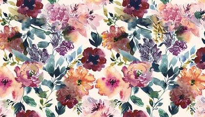 Seamless watercolor floral print