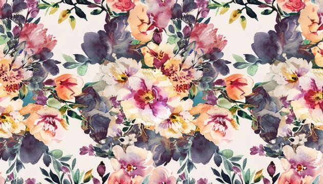 Fototapeta Seamless watercolor floral print