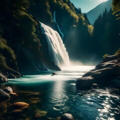 waterfall in the mountains