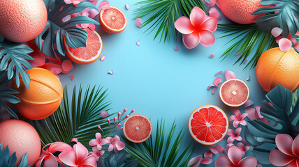 leaves background with fruits