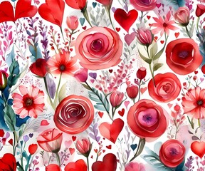 pattern with red roses
