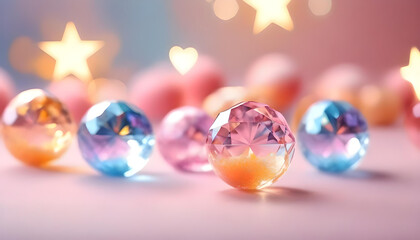 Crystal clear marble with bokeh blurred. Valentine or Christmas background. banner
