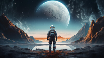 Astronaut with big planet