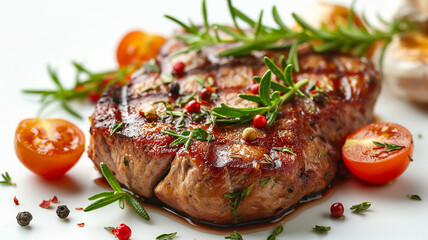 A well-cooked meat, delicious and appetizing steak