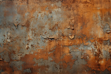 Processed collage of old rusty metal sheet texture in daylight. Background for banner