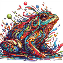Abstract Toad multicolored paints colored drawing vector illustration 