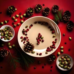 christmas still life with red berries