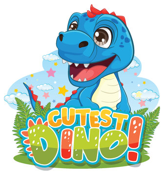 Cheerful cartoon dinosaur with a cute expression