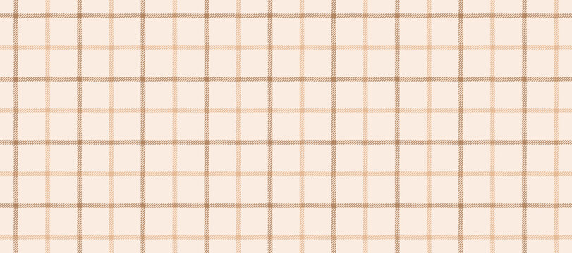 Beige seamless windowpane pattern. Checkered plaid repeating background. Tattersall tartan texture print for textile, fabric. Repeated neutral vichy check wallpaper. Vector gingham backdrop