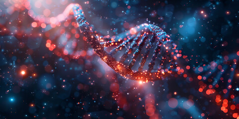 Beautiful colored bright abstract futuristic scientific glowing dna helix. AI generated 