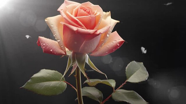 beautiful rose flower. elegant rose flower. love romantic background with a flower. seamless looping overlay 4k virtual video animation background 