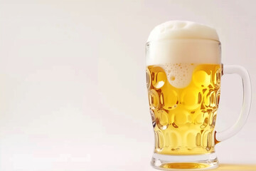 Close up of a solitary beer mug adorned with a bubble on its glass