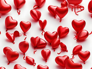 Valentine's Day Love: Red rose petals and hearts background illustration