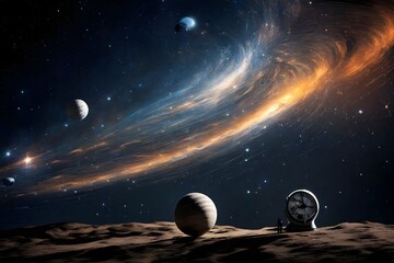 alien planet in space with stars