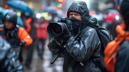 A photojournalist perspective on a chaotic protest scene.