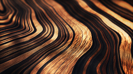 Fototapeta na wymiar Waves of Elegance: Textured Walnut Wood Grain in Close-Up