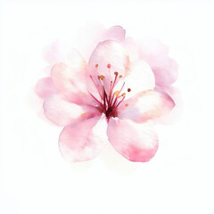 Watercolor Cherry flowers, a cherry blossom isolated in a white background