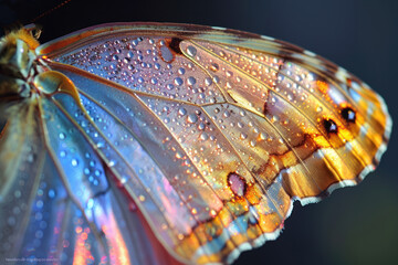 Butterfly's wings blending harmoniously with the blossoms.