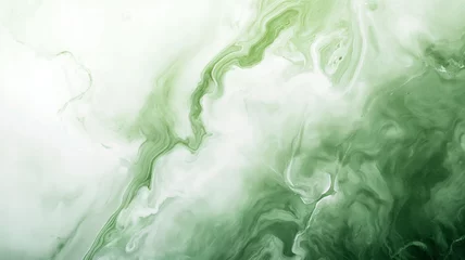 Fotobehang Kristal Elegant Swirls of Green and White Marble Texture with Gold Veins