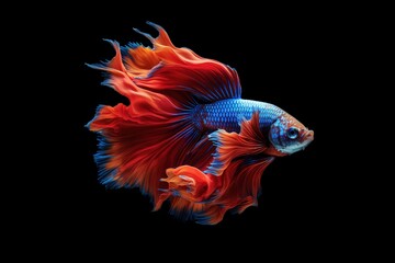 Fototapeta premium A vibrant betta fish on a black background