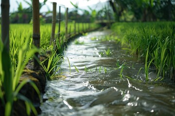Fototapeta premium Water springer plants in farm movement of water springer in the garden.