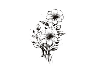 Beautiful minimalist flower illustration art.