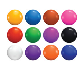 Colorful balls vector illustration set, colorful dragee chocolates, 