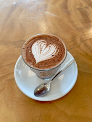 Latte coffee with beautiful heart shape 