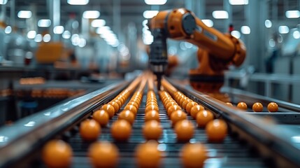 Automation robot arms machine in food factory industrial. Generative AI. - obrazy, fototapety, plakaty