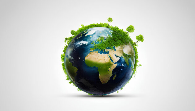 Green planet isolated on white background