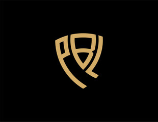 PBL creative letter shield logo design vector icon illustration