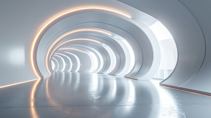 3D image of the tunnel with lights. Created with Ai
