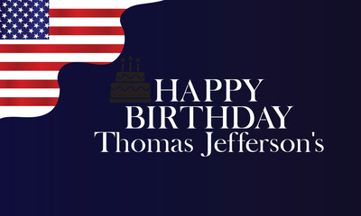 Happy Thomas jefferson's birthday Stylish Text Design