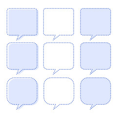 青のシンプルな吹き出しセット