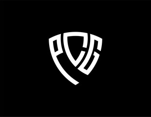 PCG creative letter shield logo design vector icon illustration