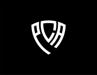 Naklejka premium PCA creative letter shield logo design vector icon illustration