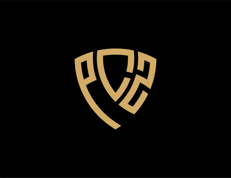 PCZ creative letter shield logo design vector icon illustration