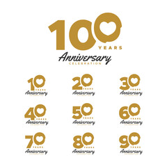 Anniversary Gold Number Vector Design Collection