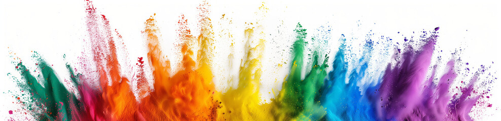 Vibrant Spectrum: Color Powder Explosion Panorama